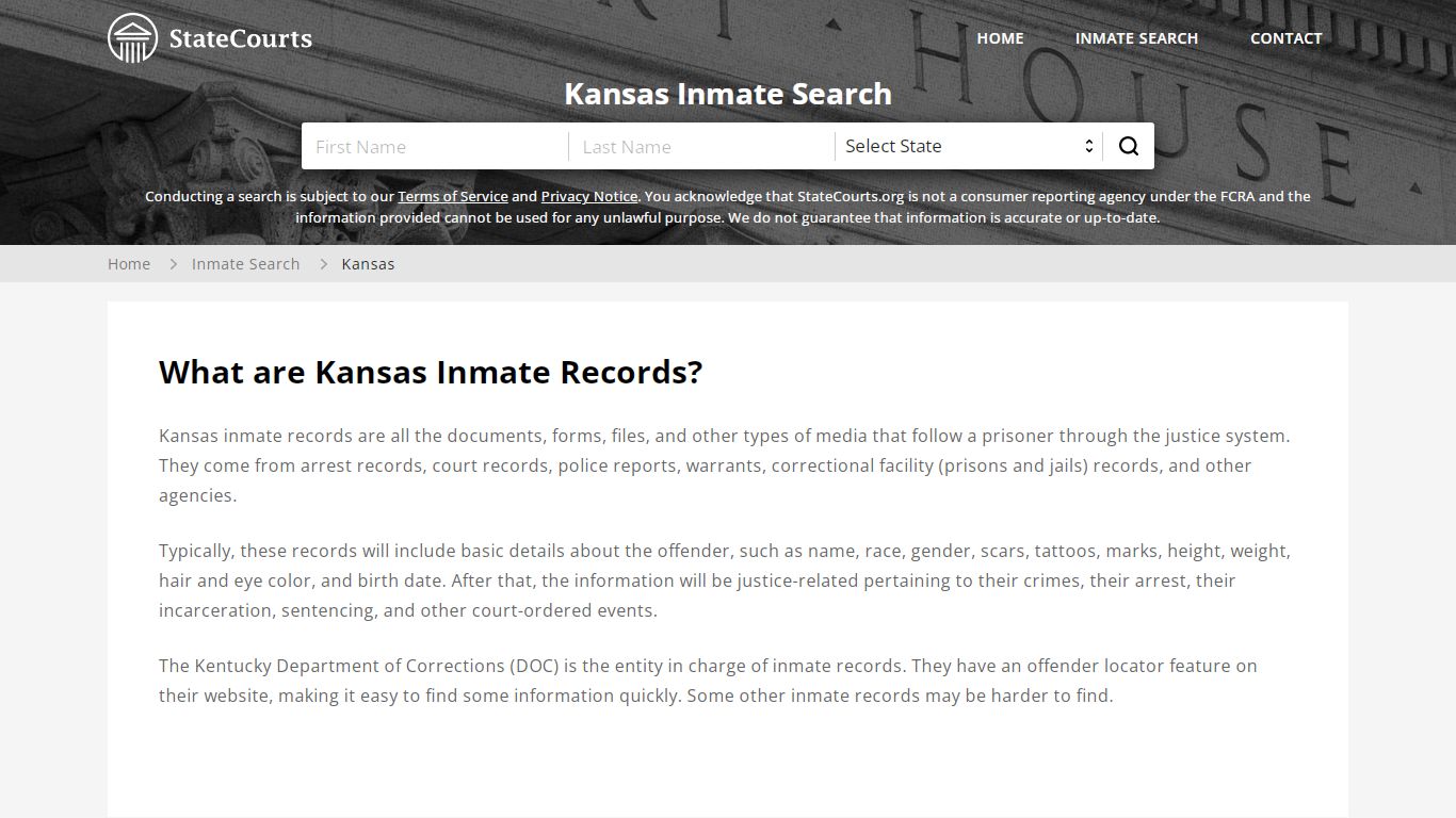 Kansas Inmate Search, Prison and Jail Information - StateCourts